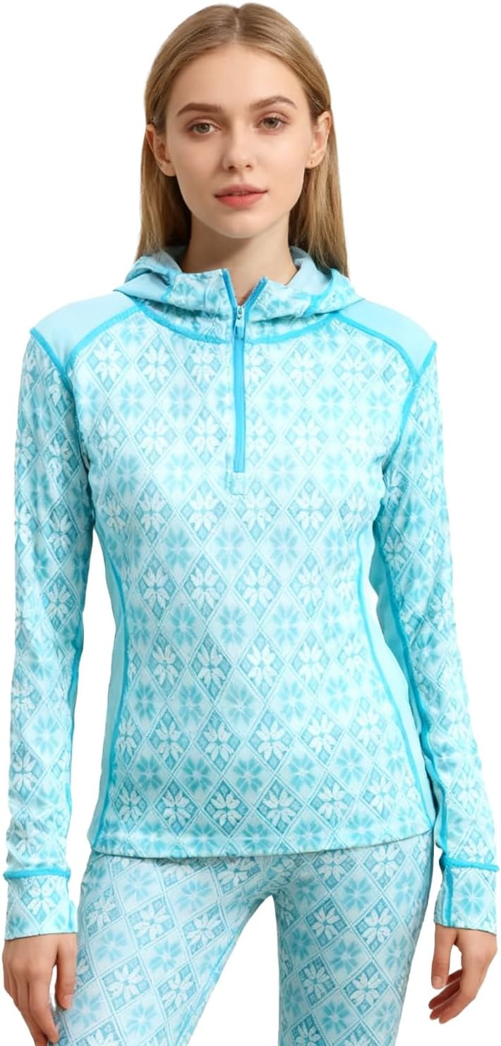 Women’s Merino Wool Half Zip Base Layer – 100% Merino Midweight Long Shirts for Hiking Outdoors