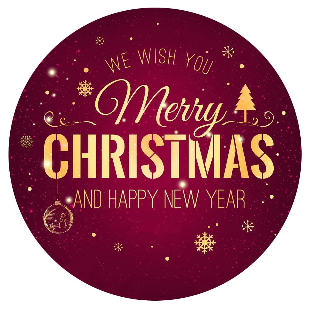 UPLEY Red Gold Merry Christmas and Happy New Year Party Favor Stickers Seals Labels - 2 inch - 50 Count