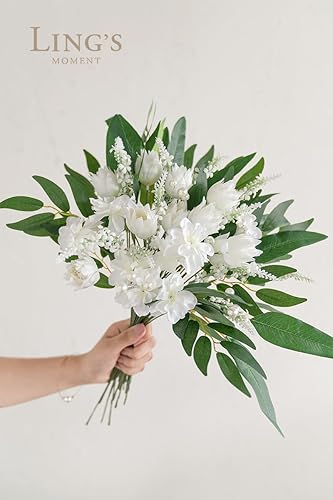 Miniatura 5 de Ling's Moment Juego de cajas de tallos artificiales, 86 piezas con 6 tipos de púas de vegetación sintética para ramos de novia, bodas, arreglos