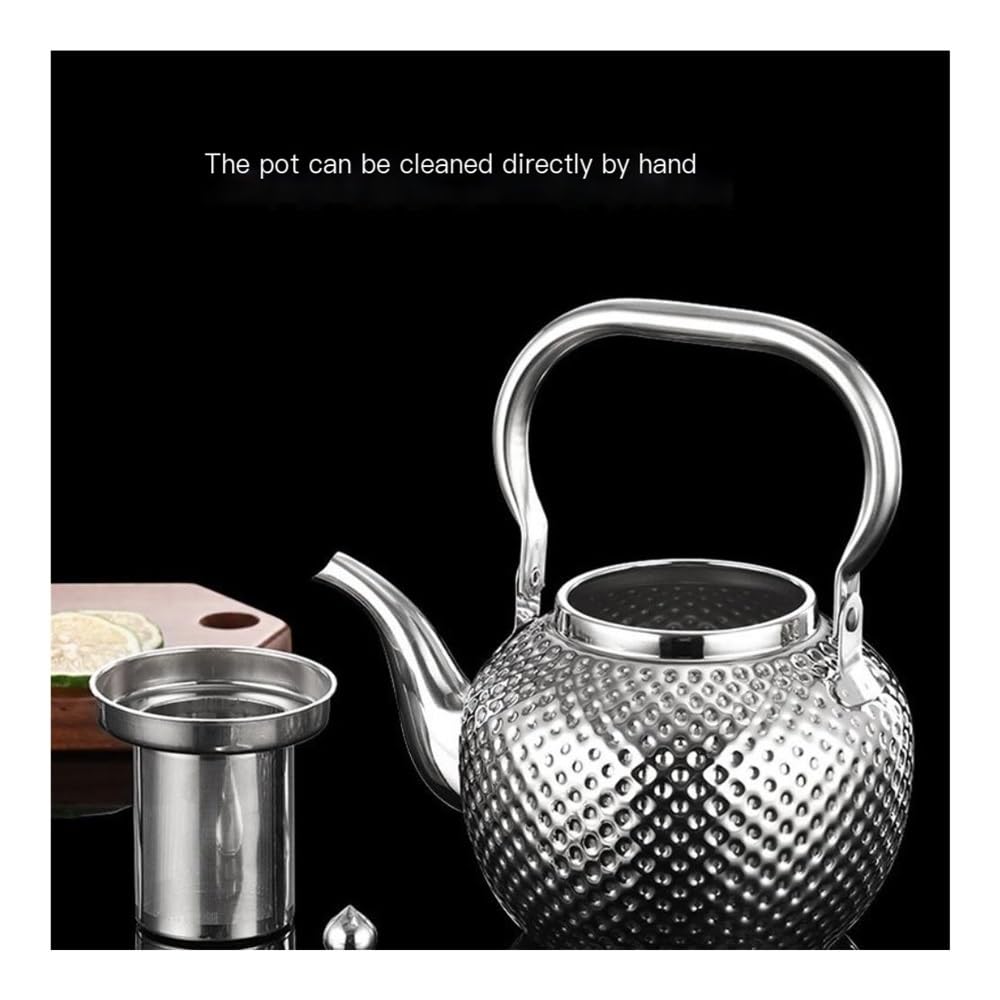 Théière, Bouilloire à thé commerciale en acier inoxydable avec passoire for hôtel/restaurant(Silver,S)