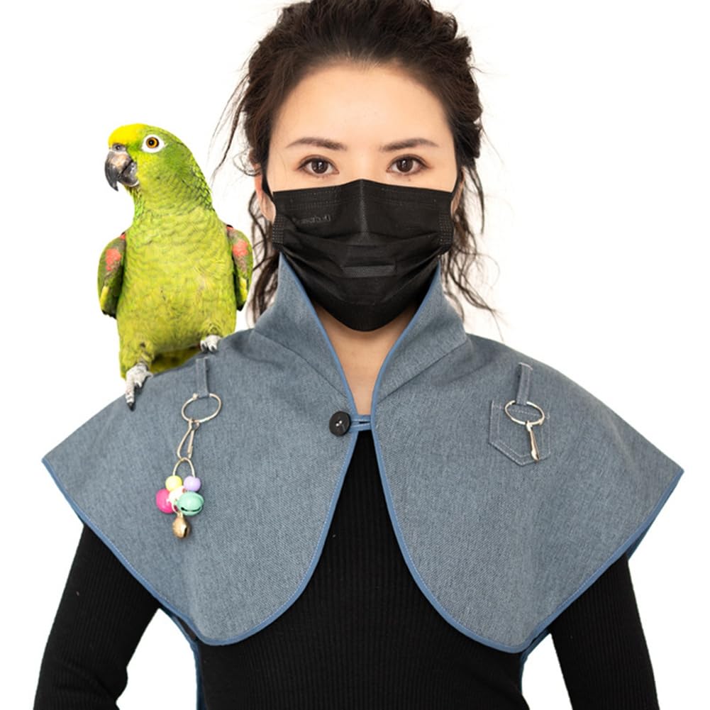 Pappagallo anti-graffio spalla blu protezione collo alto supporto uccelli
