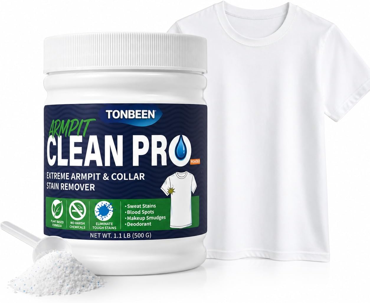 Oxygen Laundry Powder, Sweat & Deodorant Armpit Stain Remover for Clothes, Hyper Concentrated & Suitable for Multi-Stain, Yellow Oil Spot Tough Stain Build Up Remover - Gentle On Fabrics