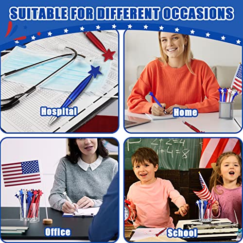 Crtiin 24 Pcs American Flag Ballpoint Pen Usa Patriotic Day Ink Pen Stars Retractable Pens 1 Mm Tip Black Ink Pen 4Th Of July Pens For Independence Day Veteran Swat Souvenir Party Favor #TOP4