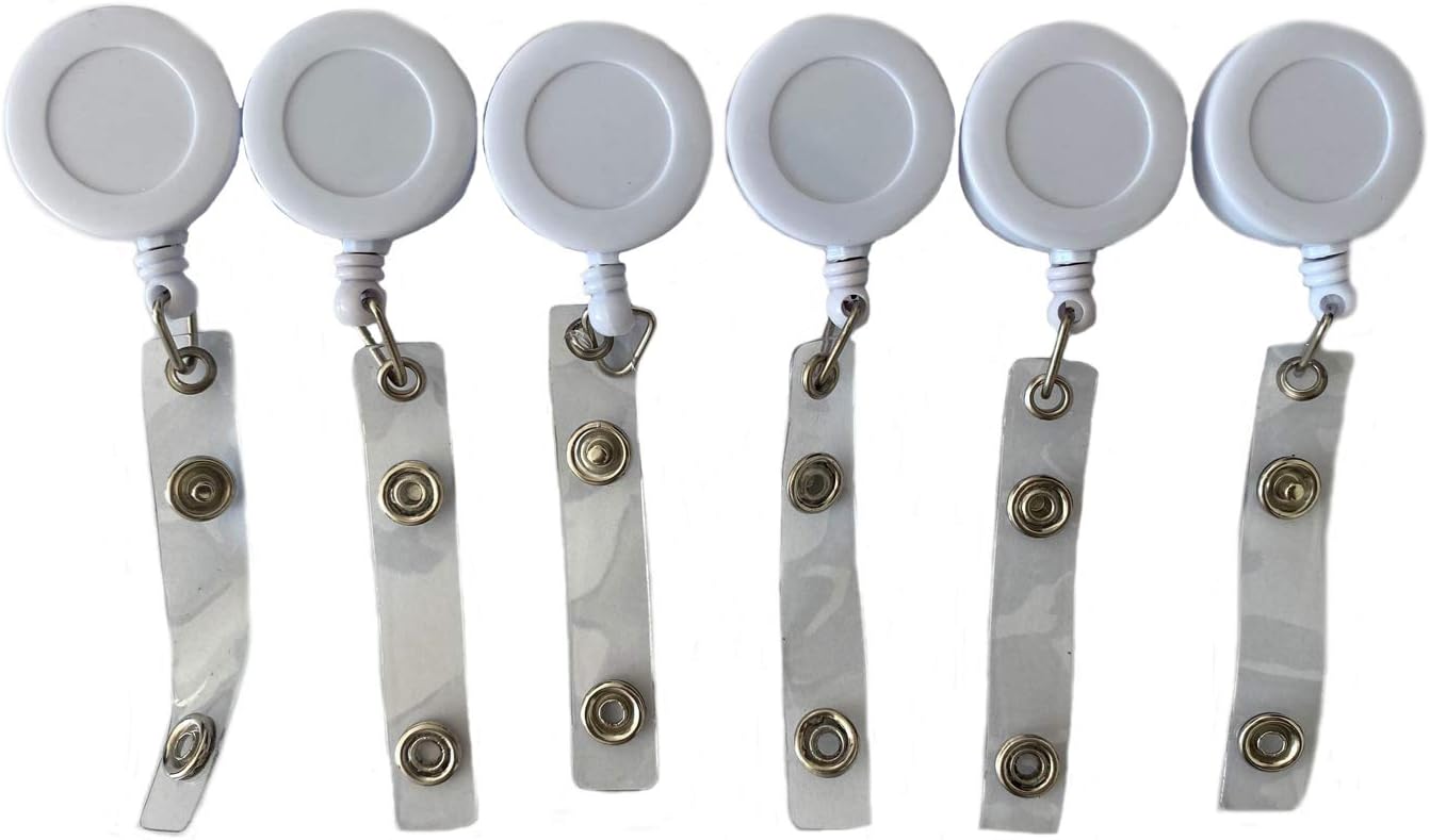 100PCS White Retractable Reel ID Badge Reel Lanyard Key Card Name Tag Holders with Belt Clip for Keys ids Badges