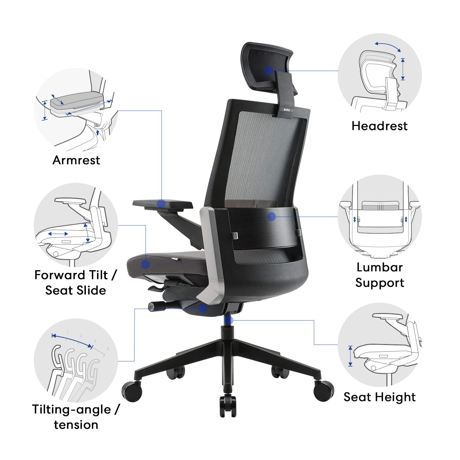 SIDIZ T80 Ergonomic Home Office Chair German Mechanism for Extreme
