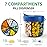 PULIV Portable Pill Dispenser Bottle, Vitamin Organizer with 7 Compartments, Holds Plenty of Supplements with Anti-Mixing & Wide Openings Design, Easy to Retrieve Meds, Includes 20 Labels Royal Blue
