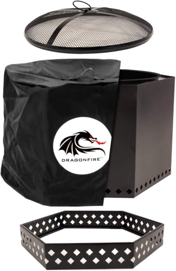 Dragonfire 23.5 Inch Smokeless Wood Burning Outdoor Bonfire Fire Pit