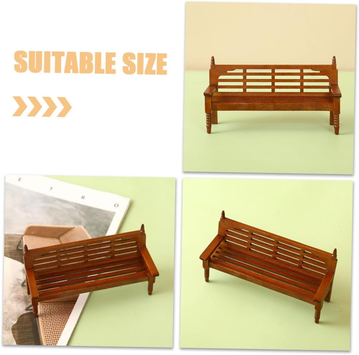 Vaguelly Mini Garden Decor Park Bench Ornaments Miniature Bench Seat Accessories for DIY Fairy Garden image 4