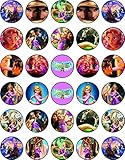 30 x Edible Cupcake Toppers Themed of Rapunzel Collection of Edible Cake Decorations | Uncut Edible...