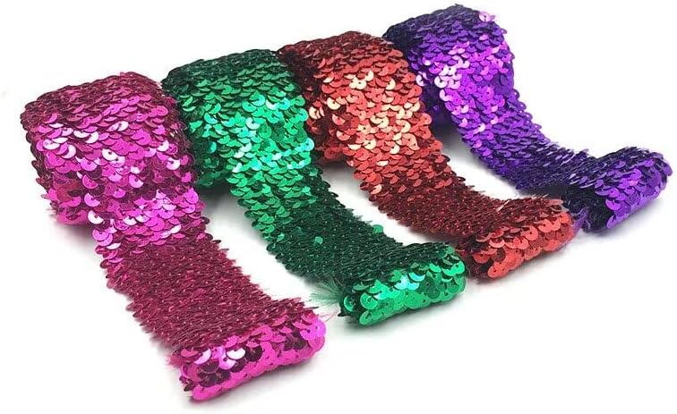 GIOTEL Sequin Ribbon 10yard 4.8cm Elastic Sequins Bead Lace for Home Sewing Trim Skirt Pillow Dance Dress Accessories Wedding Decoration Sequin Trim (Color : 8)