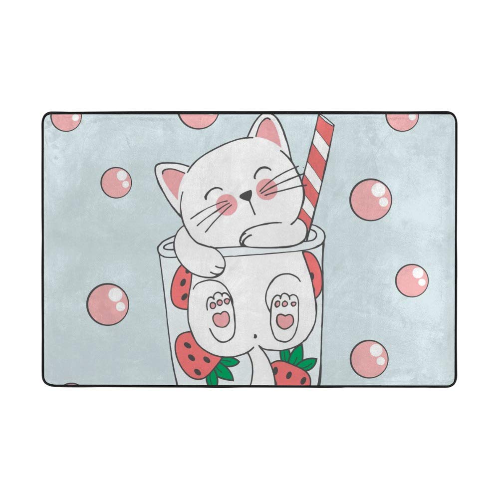 Tapis en verre motif chat dans une fraise pour décorer une chambre d'enfant