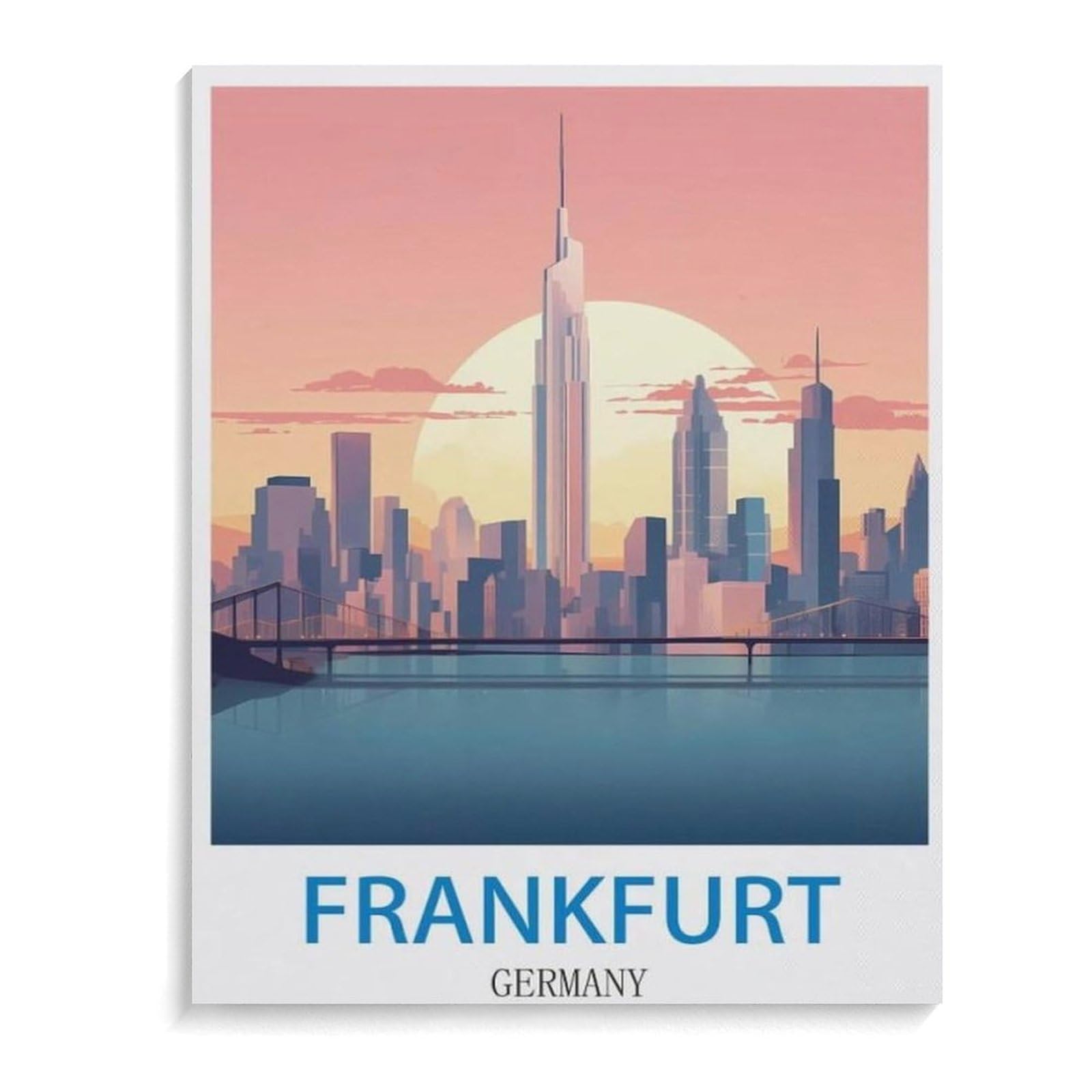 Jigsaw Puzzle 1000 Pieces for Adults，Frankfurt Vintage Travel Poster，Teens Boys Girls Puzzles Difficult Challenging Puzzle for Party Games Kids Family Friends（50x70cm）-C89