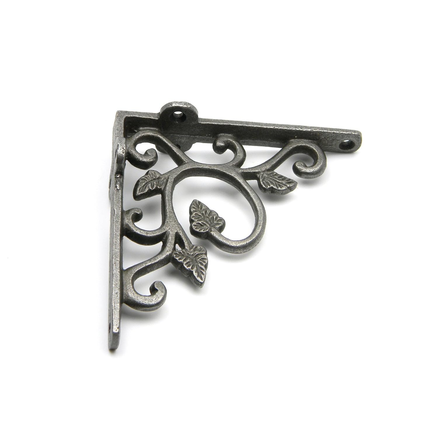 Oakcrafts - Pair of Antique Cast Iron Leaf Design Shelf Brackets - 115mm x 115mm