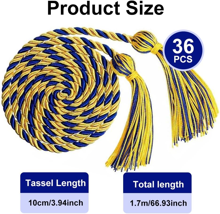 36 Pieces Graduation Honor Cords, Graduation Cords Bulk Honor Cords for Graduation Students, Graduation Cord 2025 Braided Tassels Cords for Grad Party Decors