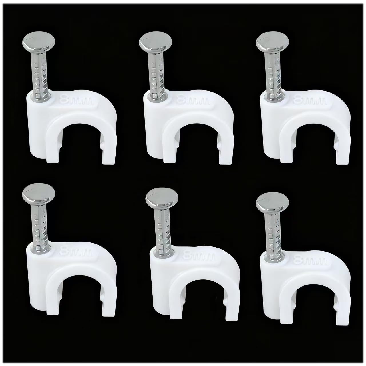 8 mm Cable Clamps Nail Clamp Pack of 200 Steel Nail Cable Clips Cable Management Cable Clips Durable Wire Clips for Walls Cable Wall Clip White