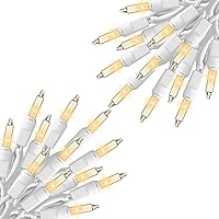 Minetom 200 Clear Mini Christmas Lights 52ft White Wire - Connectable Warm White Incandescent String Lights for Xmas Tree, Party, Indoor Outdoor Decor, 2 Pack