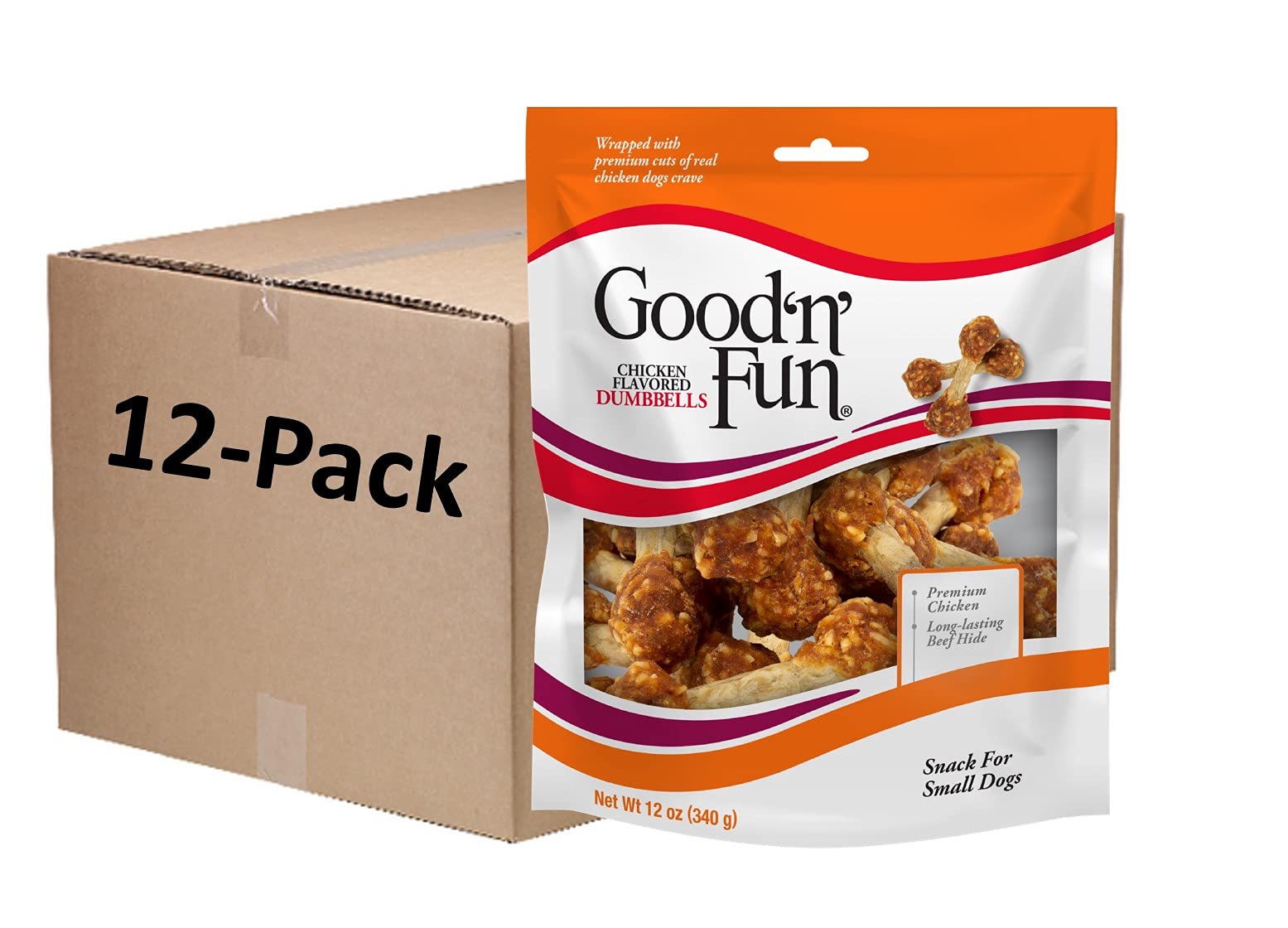 GOOD 'N' FUN Dumbbell Long-Lasting Dog Treat for Small Dogs, 12 oz (12 Pk)