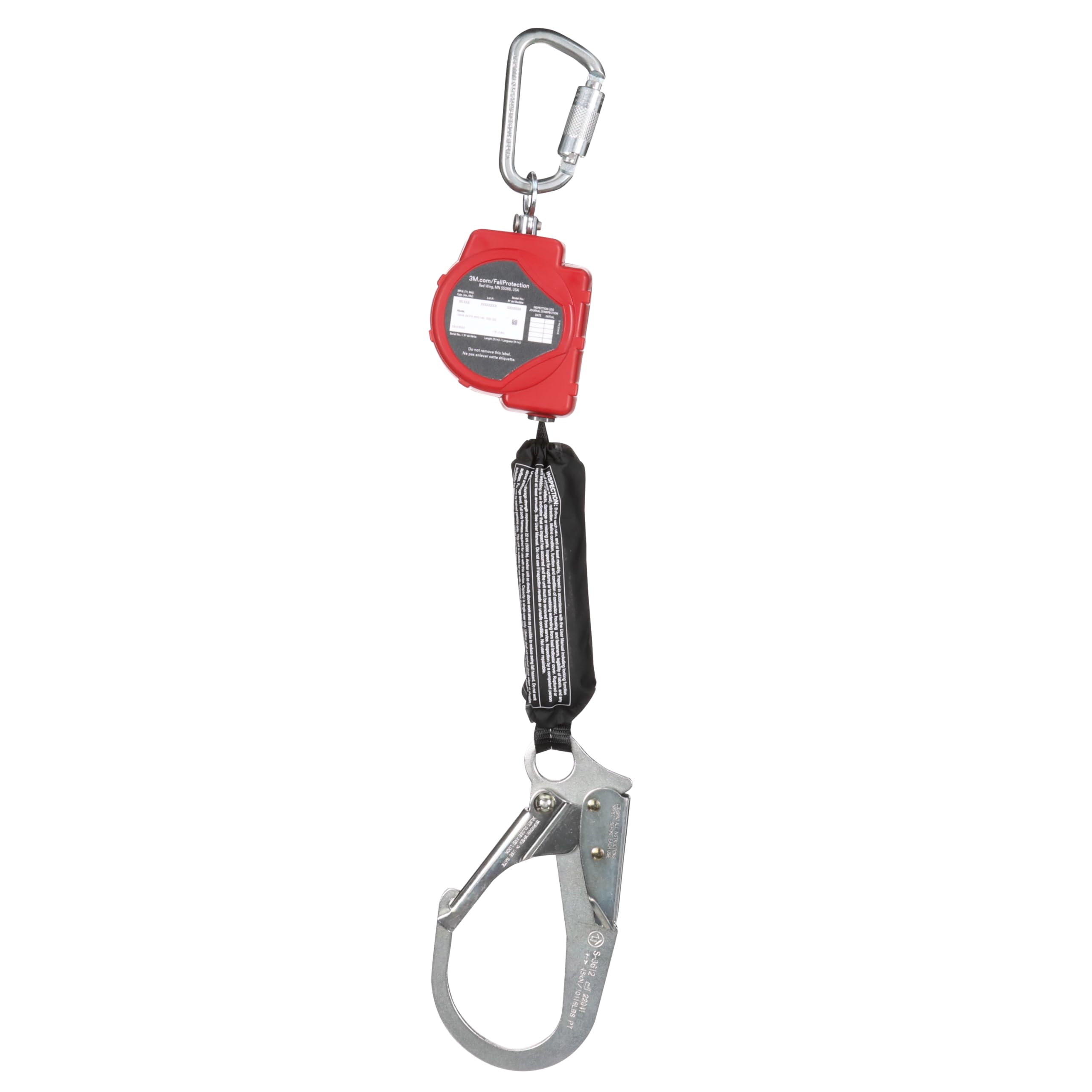 3M™ Protecta® Línea salvavidas autorretráctil con mosquetón 3100515, red, gancho de barra de refuerzo de acero, 11 pies