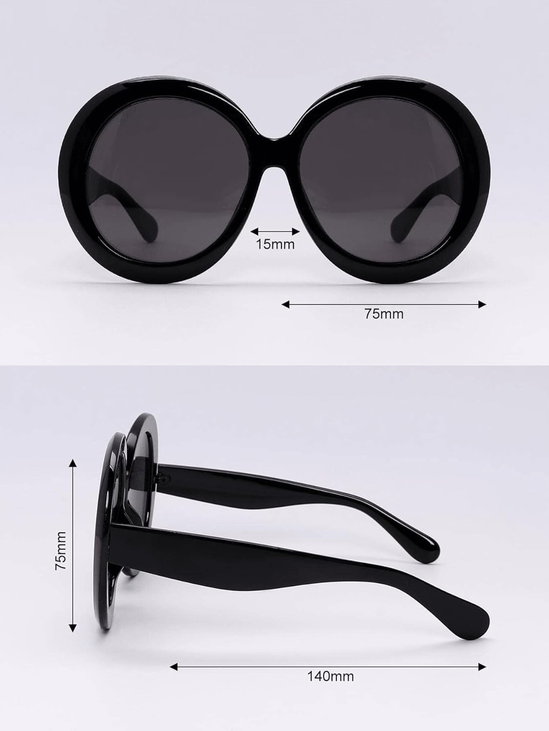 ADE WU Oversized Round Sunglasses for Women Vintage 60s 70s Big Frame UV 400 Protection Sun Glasses XL - Image 5