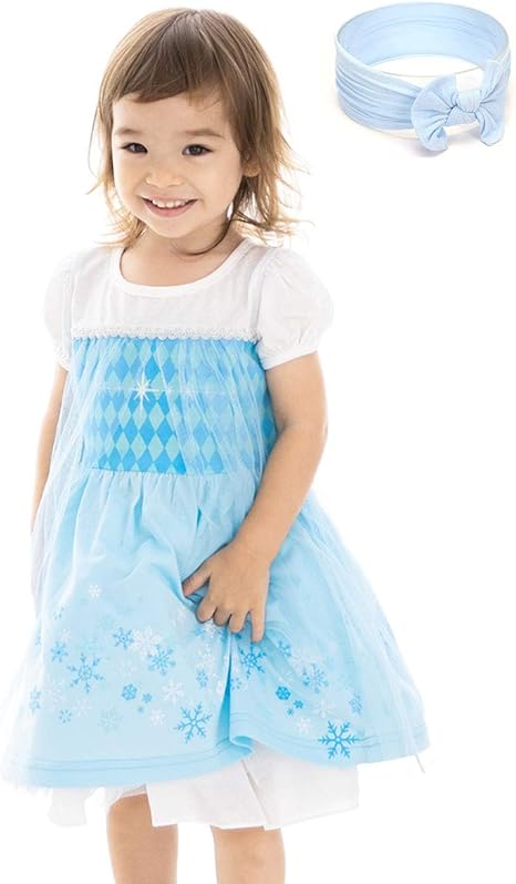 Amazon Monoii ヘアバンド付き プリンセス ドレス 子供 キッズ ワンピース 女の子 雪の女王 ラプンツェル エ アリエル ハロウィン なりきり プリンセスドレス コスチューム D758 キッズコスチューム おもちゃ