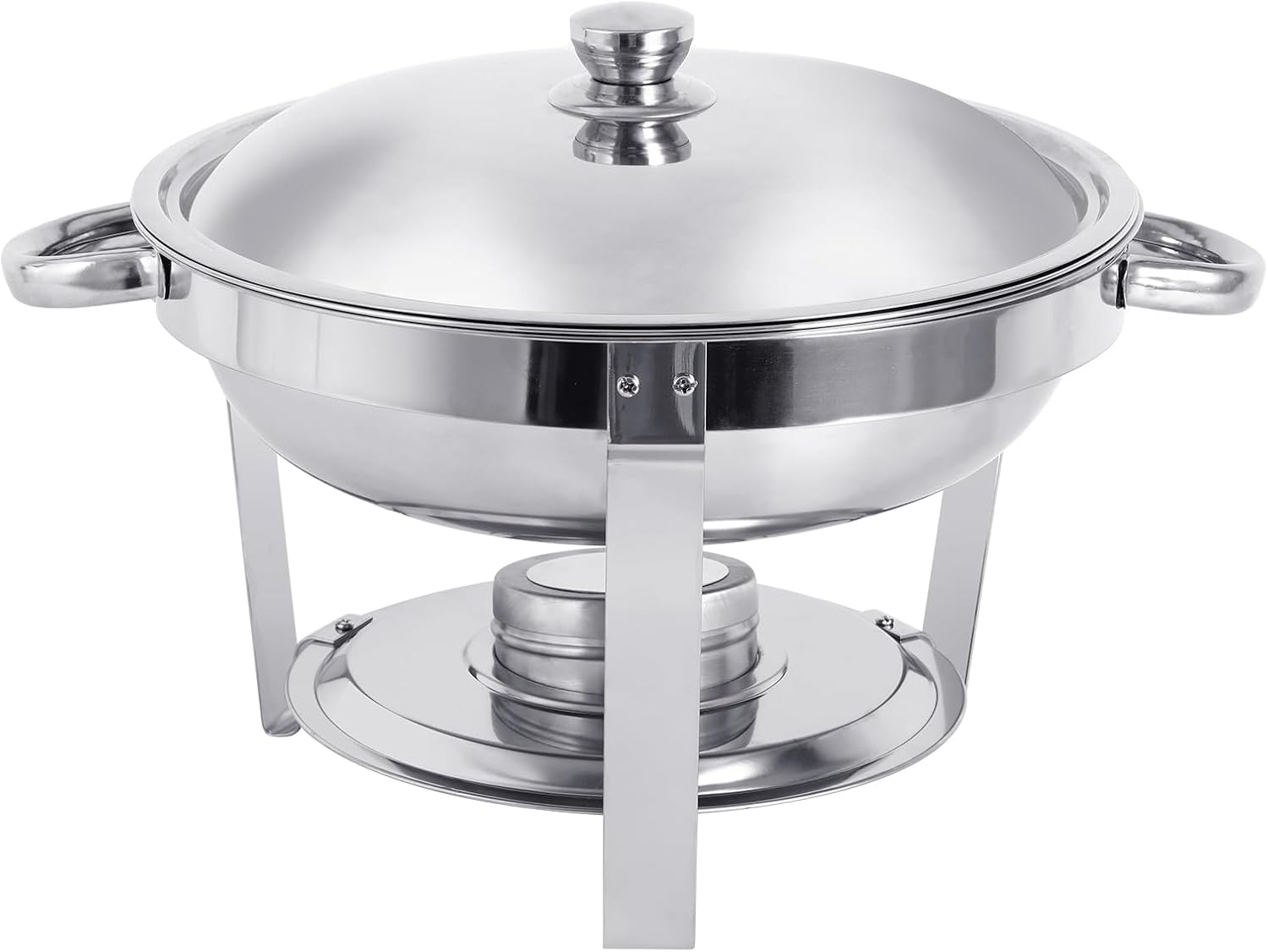 POWERFUEL Round Chafing Dishes 6QT, Silver Stainless Steel Chafing Dishes for Buffet, Chafers and Buffet Warmer Set for Parties & Catering