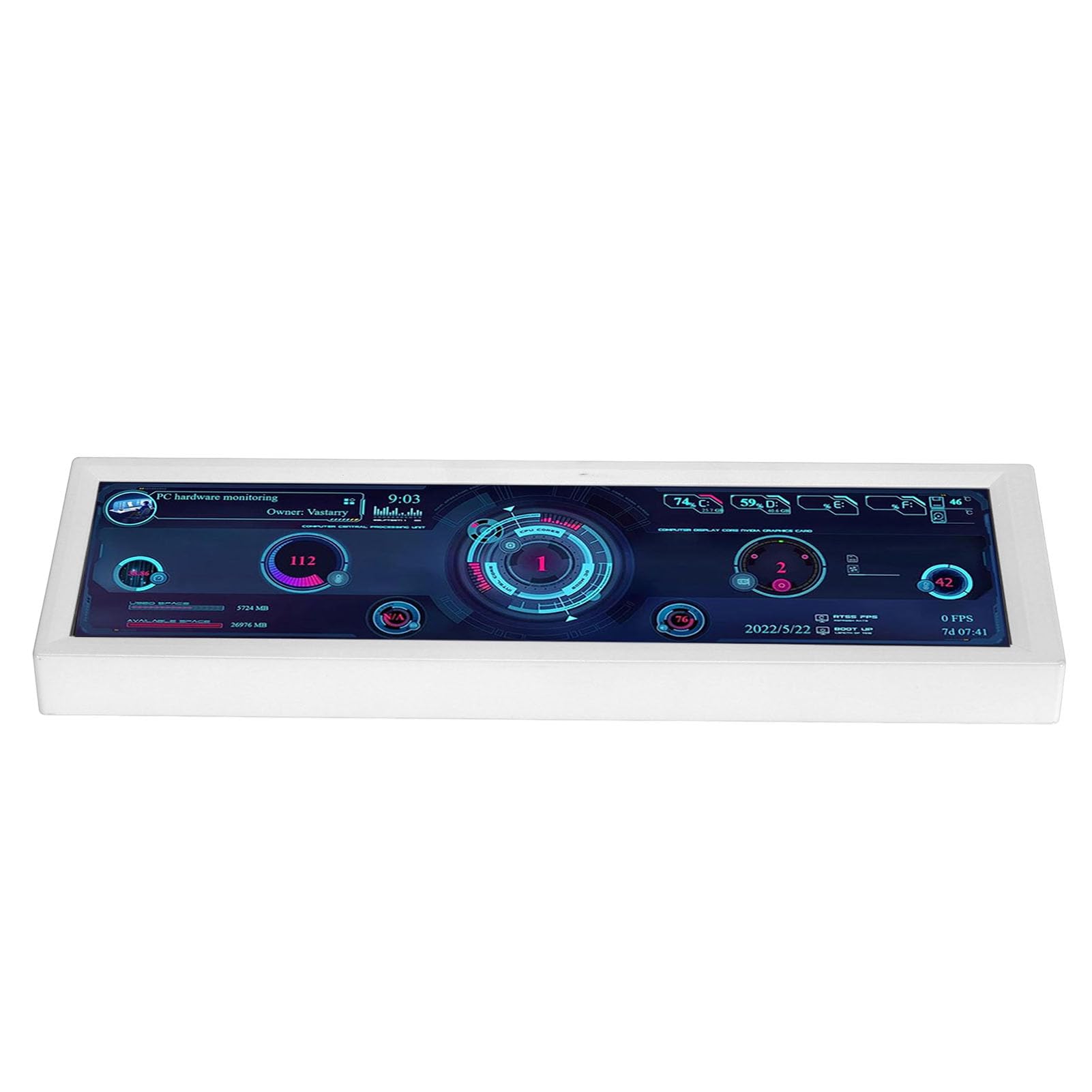 Keenso Display Professionale per Temperatura CPU PC da 8,8 Pollici Schermo LCD HD IPS per RPi, Plug and Play per Professionisti, Programmatori, Studenti - ABS, 1 Display (WHITE)