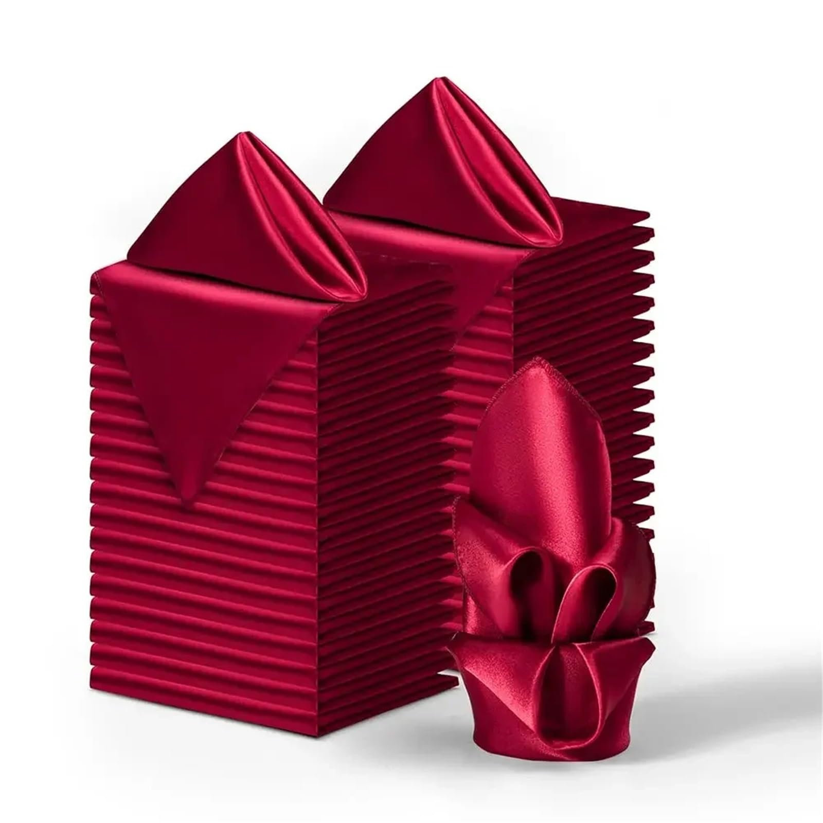 Table Napkins 60PCS 30X30CM Satin Napkins Soft Dinner Square For Party Christmas Wedding Decoration Retro Napkin(Red)