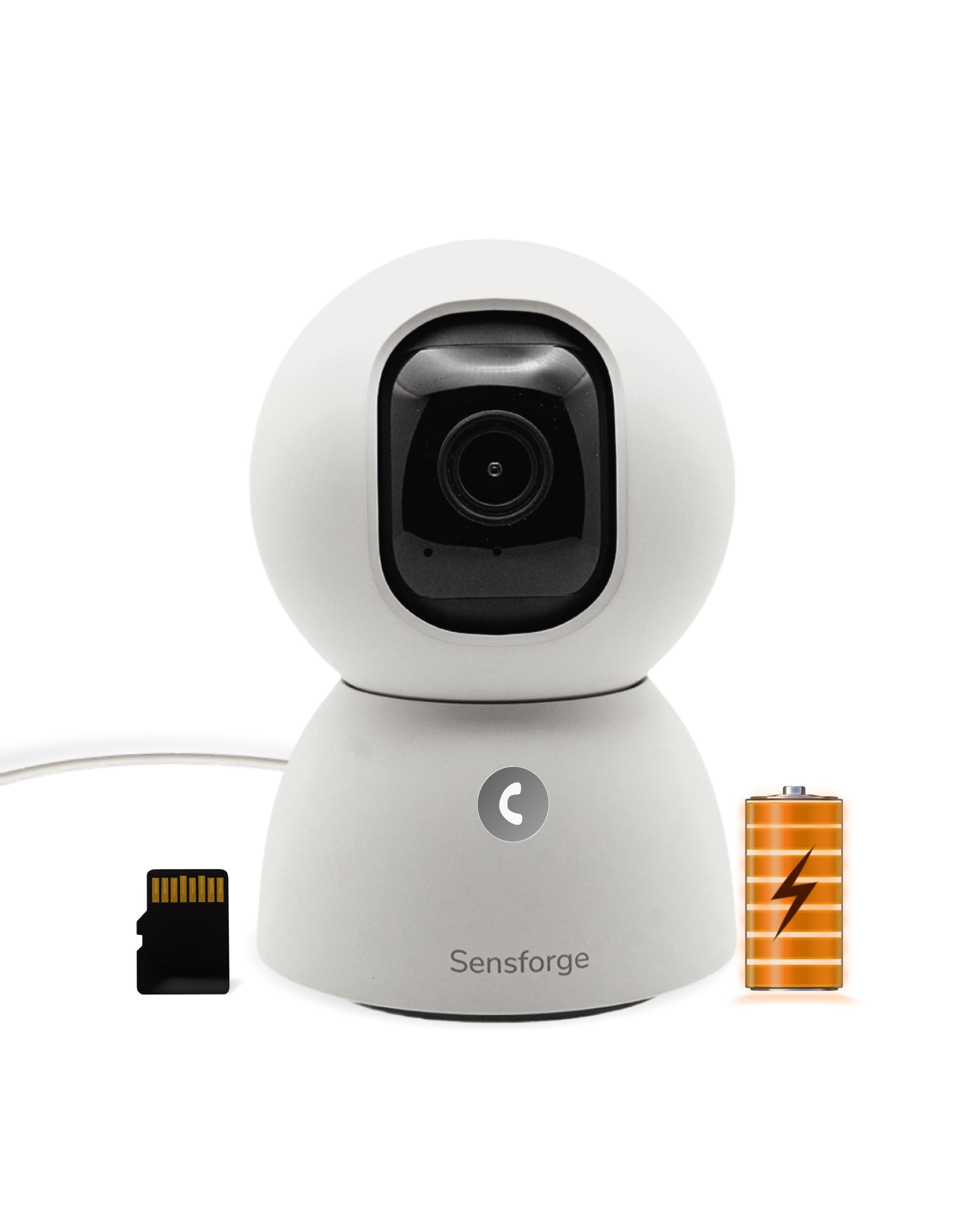 SensForge 2.5K Rechargeable Pan-Tilt Security Camera, 360° Dual-Band WiFi Home Camera, Smart AI Human &amp; Pet Detection, 64GB microSD Card Included, Two-Way Talk, Optional AI + Storage Upgrade