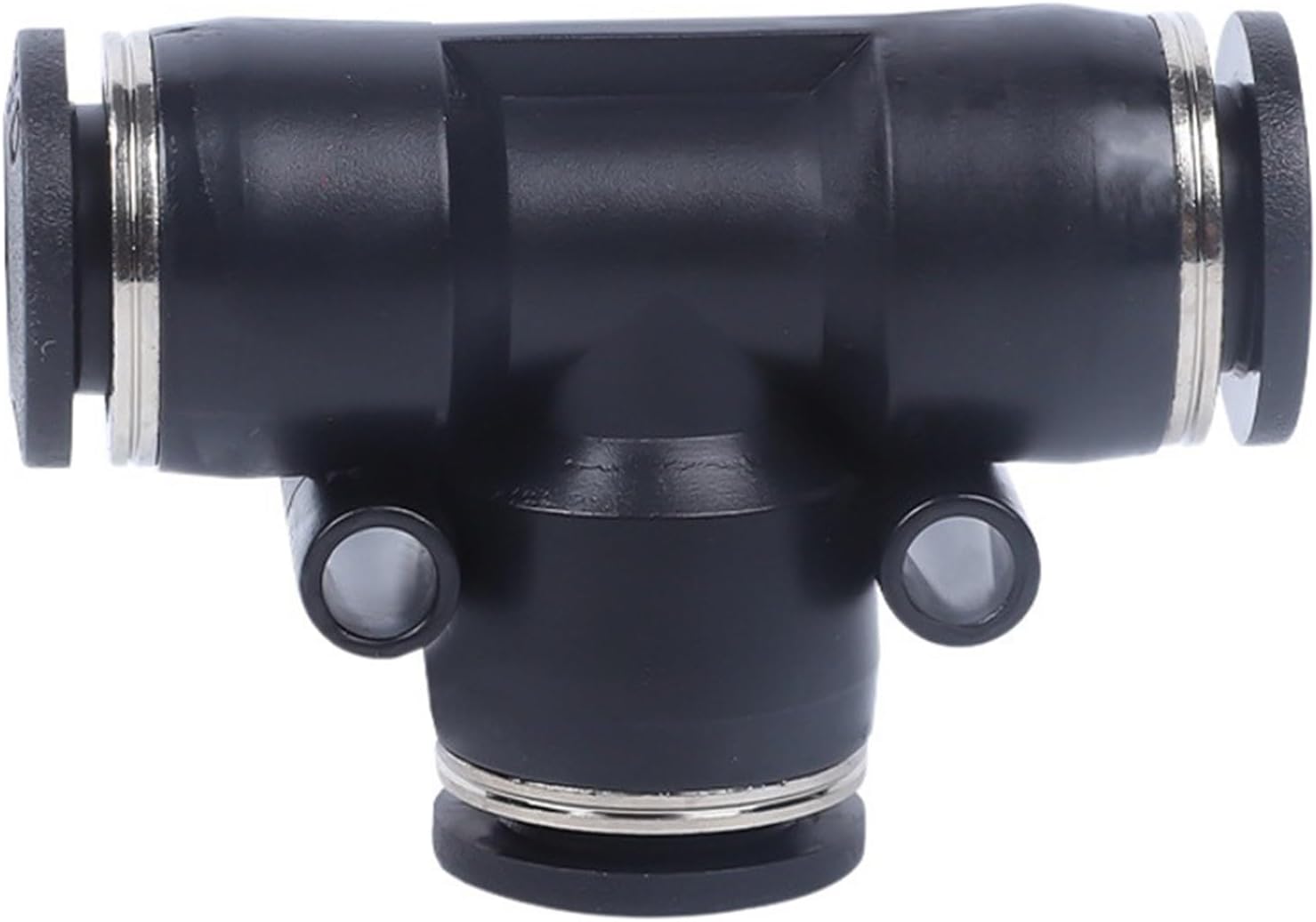 Black Pneumatic Pipe Joint Variable Diameter T-tee PEG Quick Plugs PE4/6/8/10/12/14/16 2Pcs(BlackPE14)