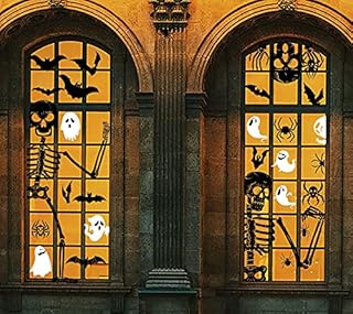 Party-Poter Halloween Window Stickers Double Sided Skeleton Window Stickers 4 Sheets Halloween Window Clings Large Halloween Window Stickers Ghost Window Stickers for Halloween Glass Window Decals