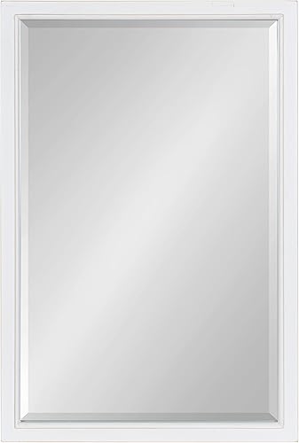 Miniatura 6 de Kate and Laurel Hogan Farmhouse - Espejo de pared de 20 x 30 pulgadas, color blanco, moderno espejo rectangular de madera para pared