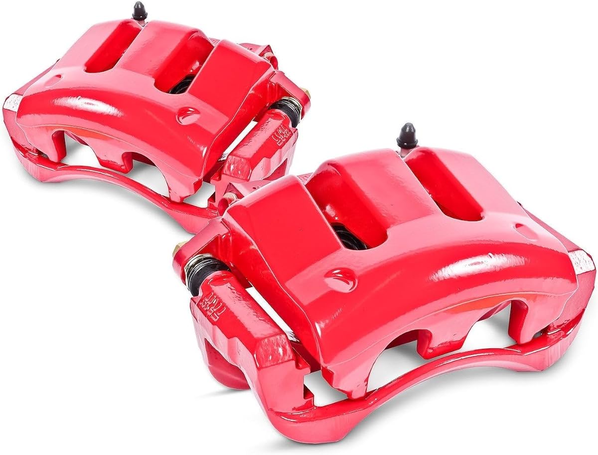 PowerStop Rear Red Powder Coated Brake Caliper Pair for Ford F-250 Super Duty 2013-22 | Ford F-350 Super Duty 2013-22 - High-Temp Brake Caliper Upgrade, S5472