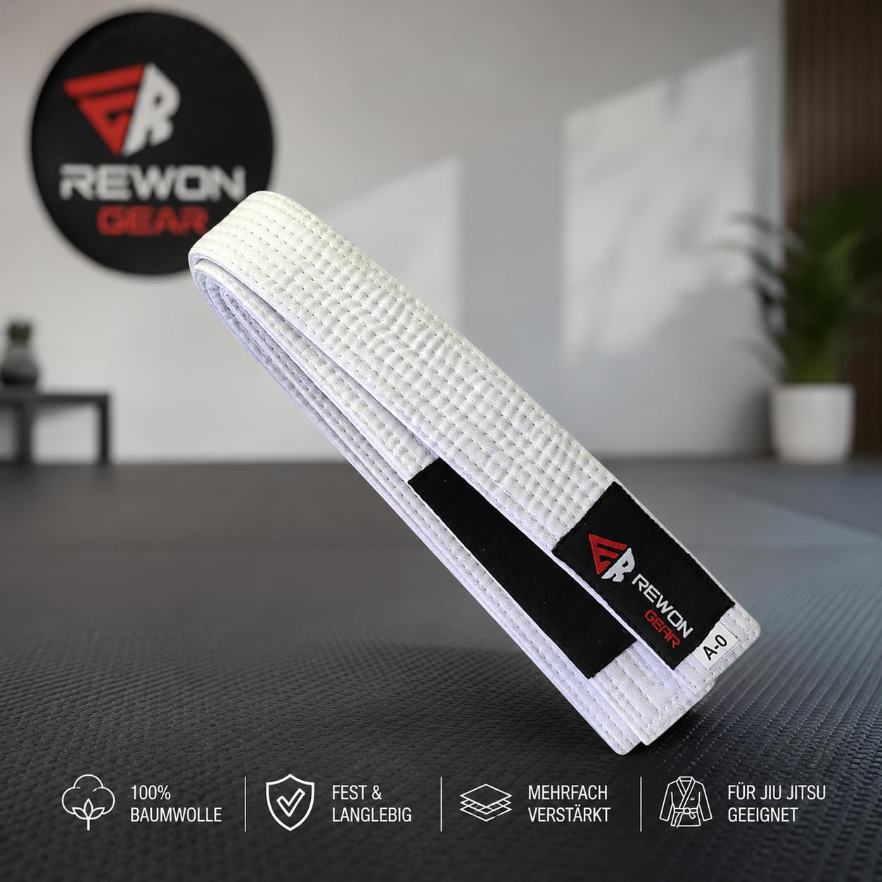 REWON Ceinture de Judo BJJ - Tissu 100% Coton Doux pour la Peau - Ceinture de jiu-Jitsu brésilien (JJB) pour Arts Martiaux, Taekwondo et Kickboxing - pour Adultes et Enfants
