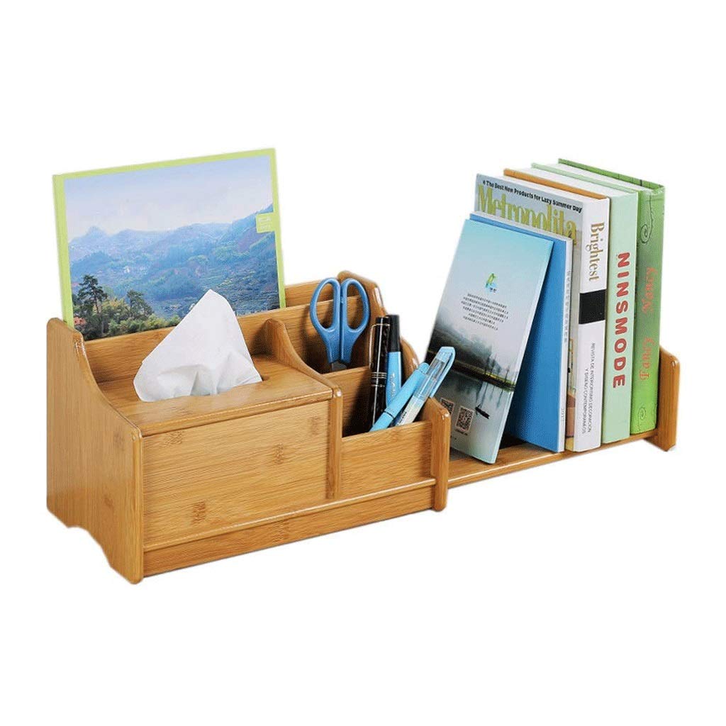 Aufbewahrung Ordner/Schnellhefter/Organisator/Einstellbare Desktop-Bücherregal Schreibtisch-Organisator mit Schubladen Bambus Holz Desktop-Bücherregal Bürobedarf Verkaufsregalen (Natural) Ablagesyste