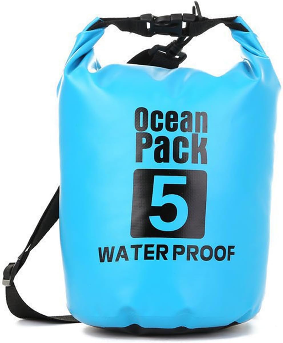 Onezebra Waterproof Dry Bag, IPX6 Roll Top Dry Storage Bag with Adjustable Shoulder Strap, 5L Large Capacity Waterproof Bag for Beach, Pool, Camping, Kayaking, Fishing, Hiking