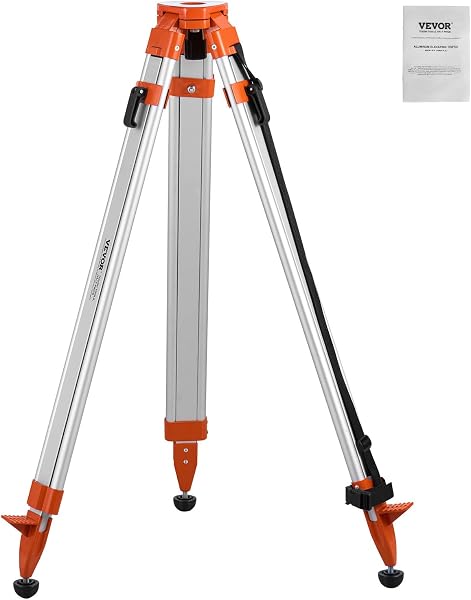 VEVOR Laser Level and Tripod - Adjustable Aluminum Survey Tripod with Liftable Non-Skid Feet for Construction