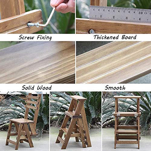 Taburete de escalada DASHADAO de madera maciza con 4 escalones plegables 4