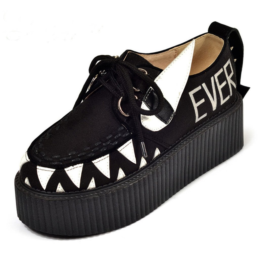 RoseGFashion Women Creepers Punk Rivet Platform Flat Shoes