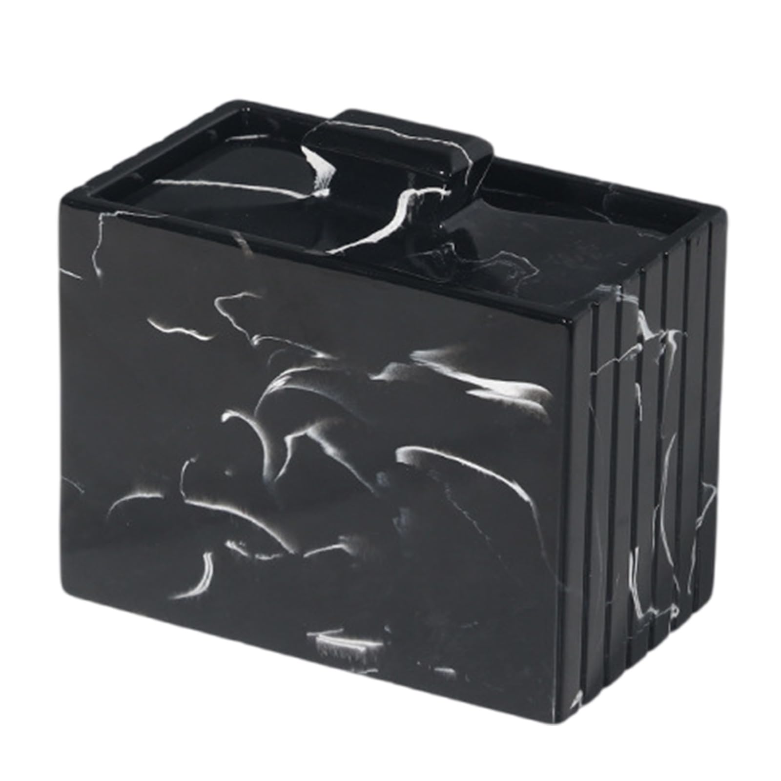 Buxuaaaa Marble Pattern Toothpick Dispenser and Cotton Swab Holder for Commercial Dining Area Dustproof Tabletop Solution Hotel Restaurant Desktop Storage Container