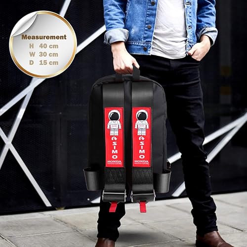 Miniatura 6 de JDM Bride Racing Mochila de viaje para laptop, parte inferior marrón con correas de arnés ajustables, Gradación, Asimo-bk