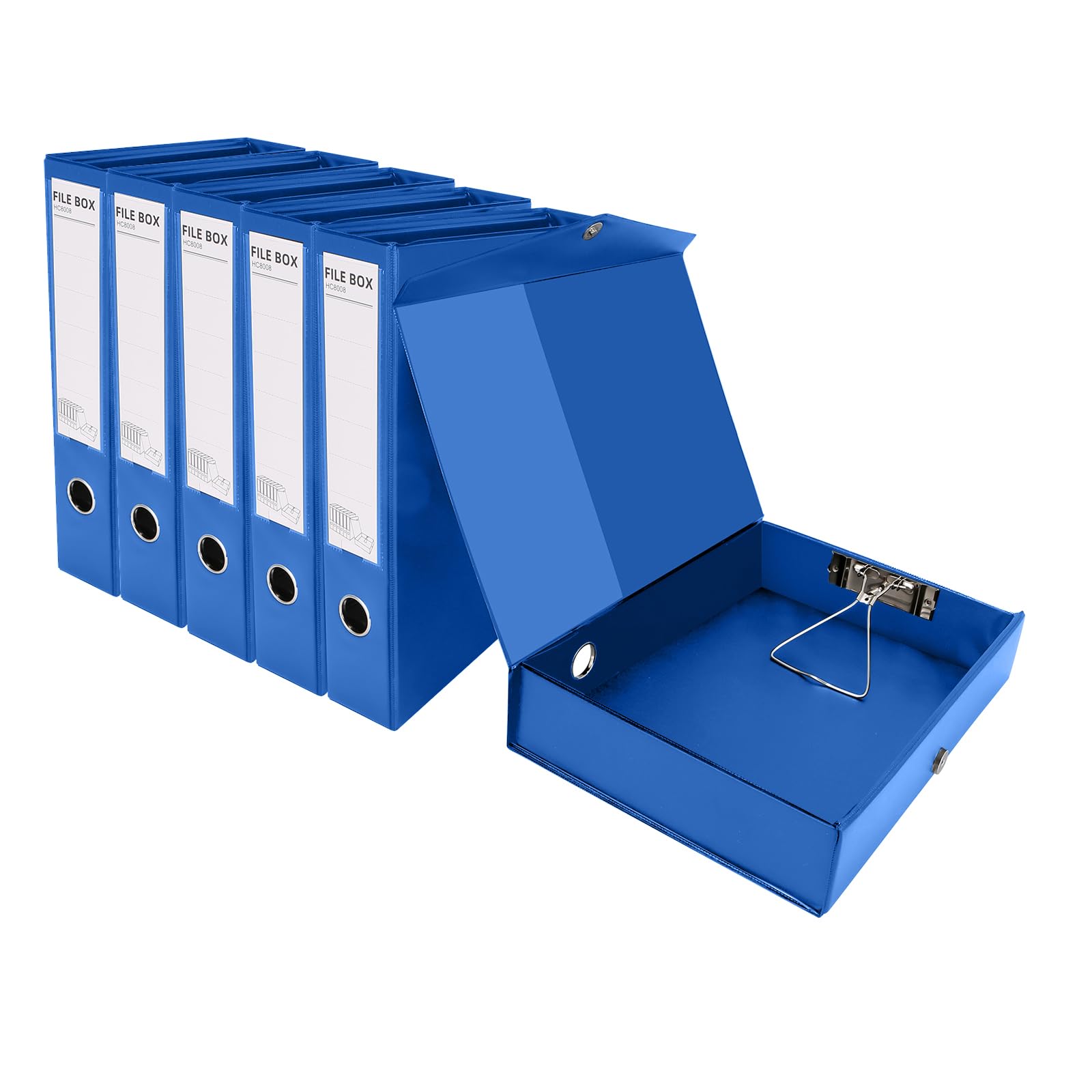 DONGLI 6 Pack Box Files A4 with Clip,65mm Spine,Archiving Boxes-Blue