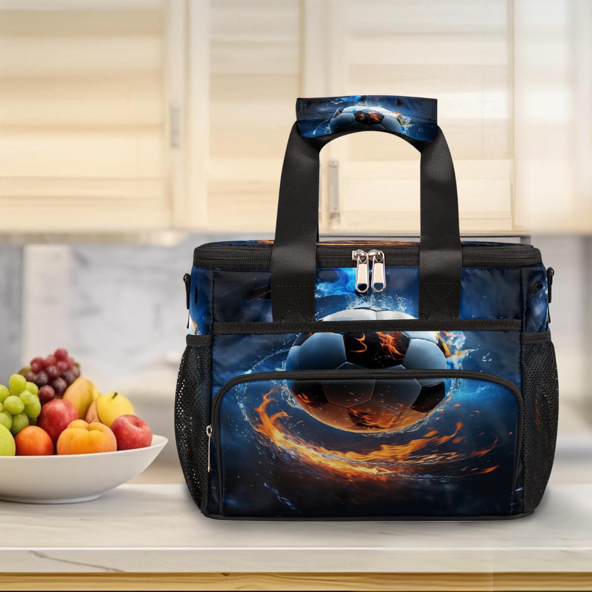 Mexpekil Borsa termica riutilizzabile a prova di perdite, borsa termica per il pranzo, per picnic, picnic, sport, calcio, per donne, uomini, lavoro, campeggio, spiaggia, ufficio, 24 lattine, 15 l