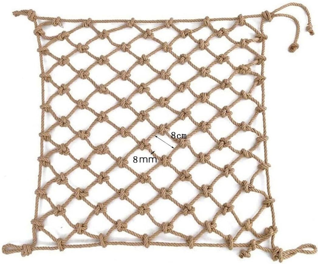 Jute Hemp Net for Playground – Durable Climbing Safety Net for Treehouse Outdoor Hammock Balcony (Size: 1x3m/3.28x9.84ft Color: Light Brown)