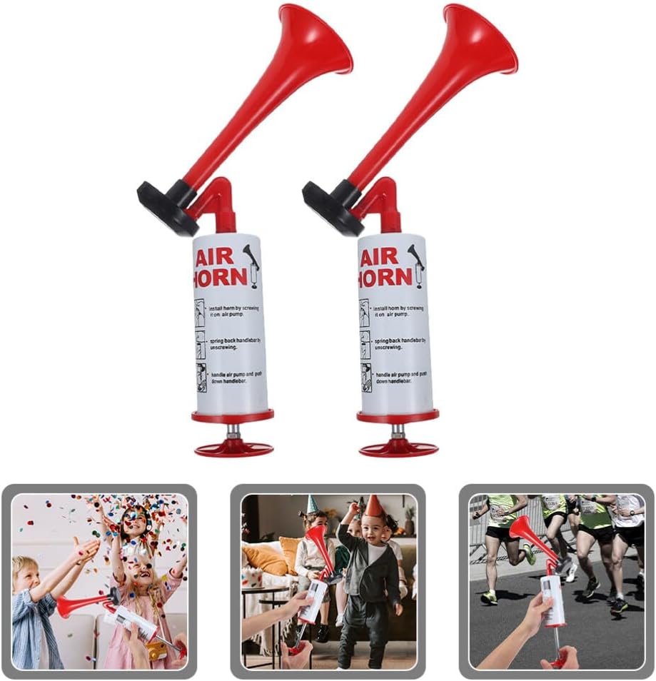 BESPORTBLE 2pcs Handheld Air Horn Bright Pump Noisemakers for Soccer Events and Celebrations Loud Sound for Cheering and Atmosphere Boosting