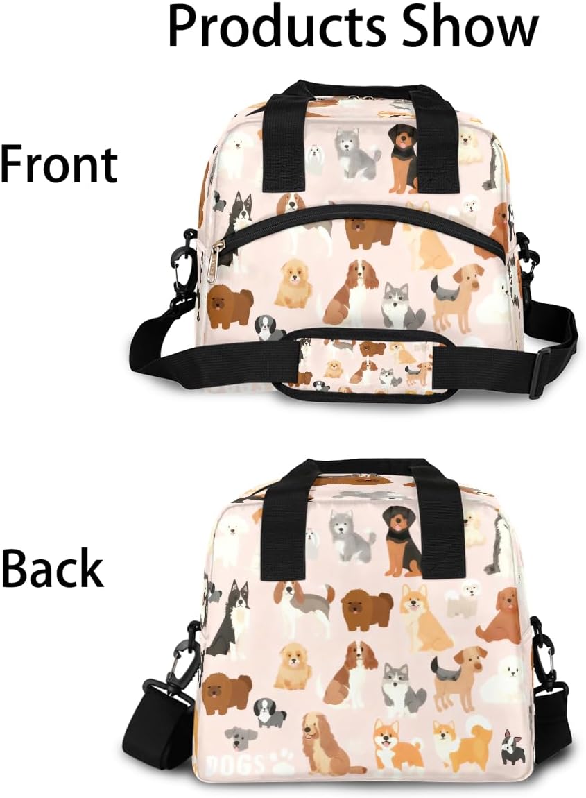 Dog Lunch Bag Dog Paws Pink Lunch Box for Women Girls, Reusable Insulated Leakproof Meal Prep Organizer Tote Thermal Cooler Bag with Shoulder Strap for Kids Adult School Work Office Picnic - Image 5