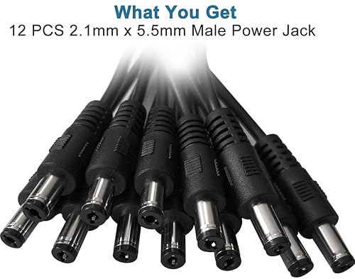 Miniatura 5 de Paquete de 12 cables de alimentación de CC de 12 V CC, conectores macho de 0.083 in x 0.217 in, adaptador de coleta de CC para cámara de seguridad