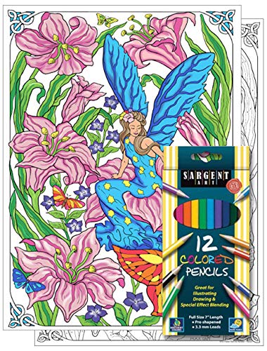Flower Fairy - Color by Number Poster Set - Includes 12 Coloring Pencils