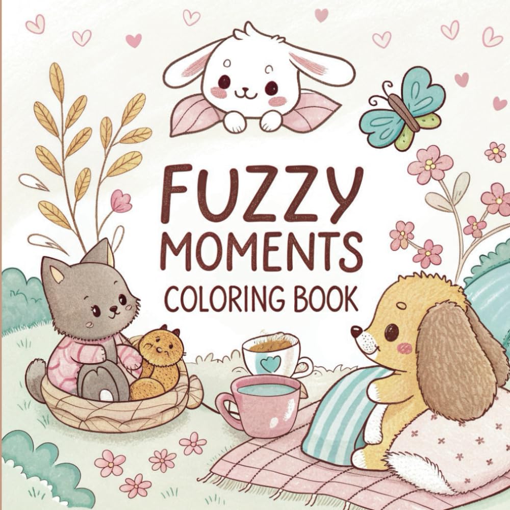 Fuzzy Moments Coloring Book: Adorable Animal Friends, Cozy Scenes, and Relaxing Designs for Stress Relief and Creative Fun