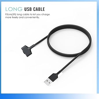 TECKEEN Black Charger for Fitbit Ionic Smartwatch, Replacement Charging Cable Cord Magnetic Dock Stand