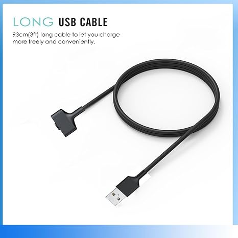 TECKEEN Black Charger for Fitbit Ionic Smartwatch, Replacement Charging Cable Cord Magnetic Dock Stand